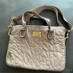 Marc Jacobs Taupe Quilted Laptop Bag